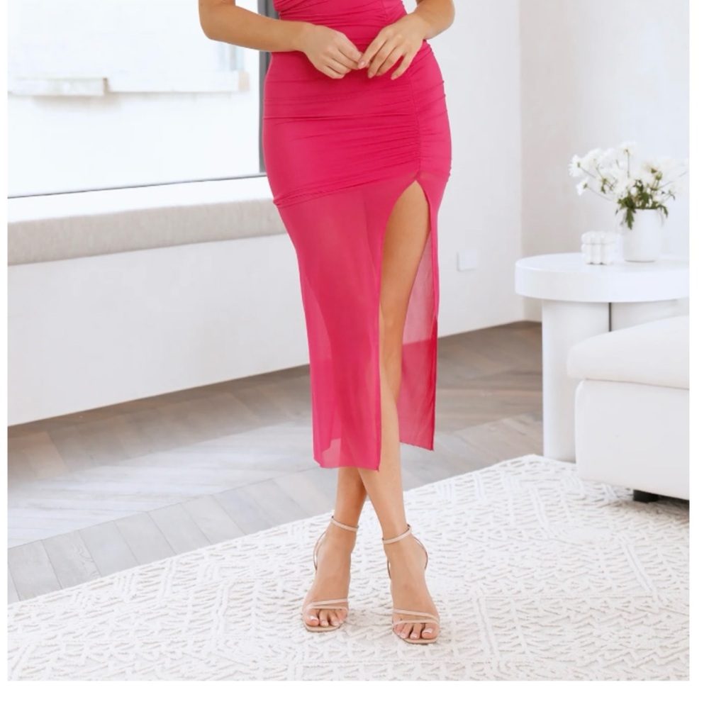 Hello Molly Pink Maxi Pencil Skirt with Slit